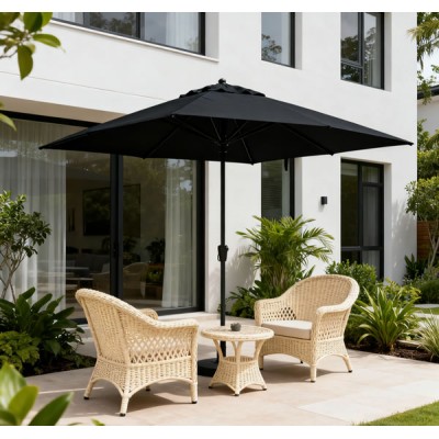 Rattan Talk Patio Umbrella & Chair Set